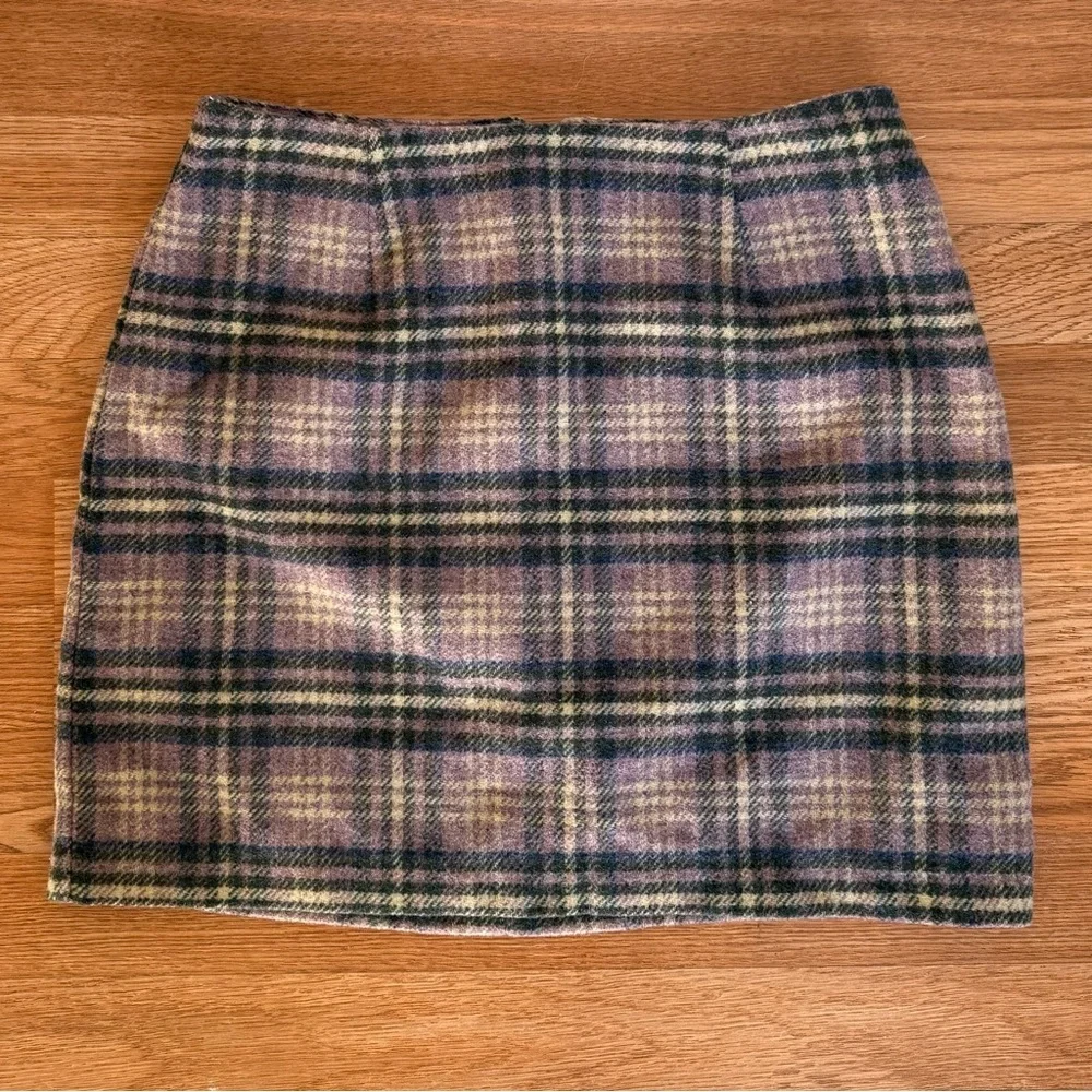 VINTAGE 90s OLD NAVY Lavender Purple Plaid Recycled Wool Jacket and Skirt